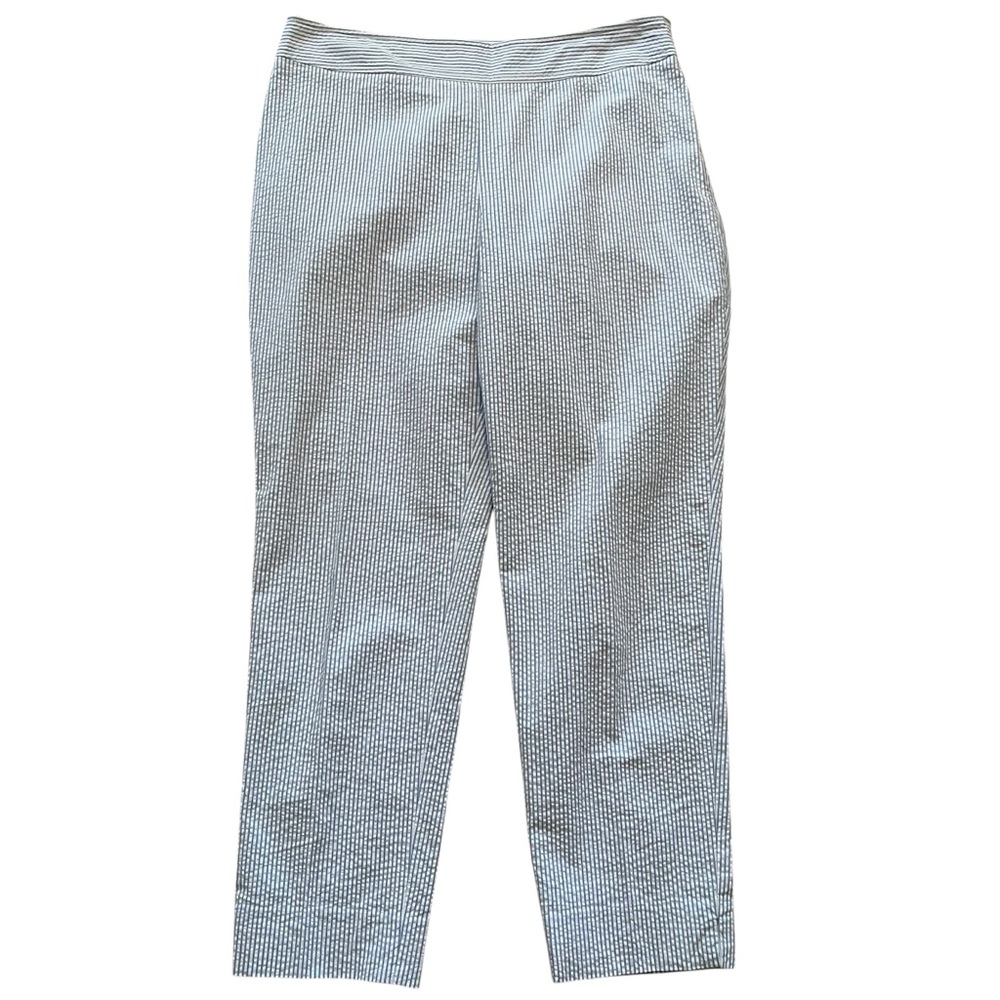 Talbots Blue /White Stripe Seersucker Flat Front Cropped Pant 6P